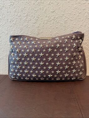 Jimmy Choo Taupe Star-Studded Clutch